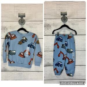 Garanimals Boy's Blue Construction Tractor Graphic Matching Sweat Set Size 2T/3T
